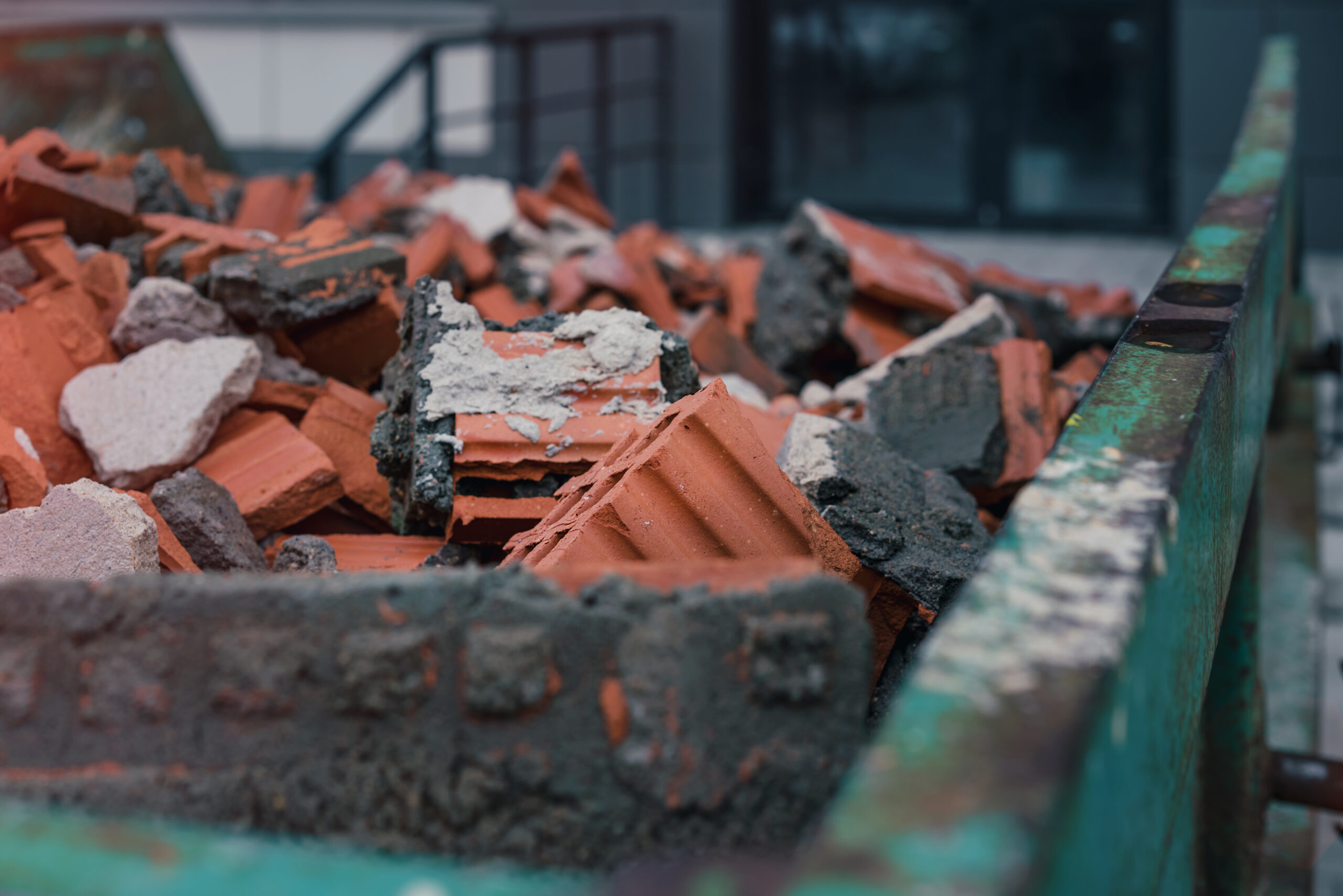 Dumpster on a residential job site